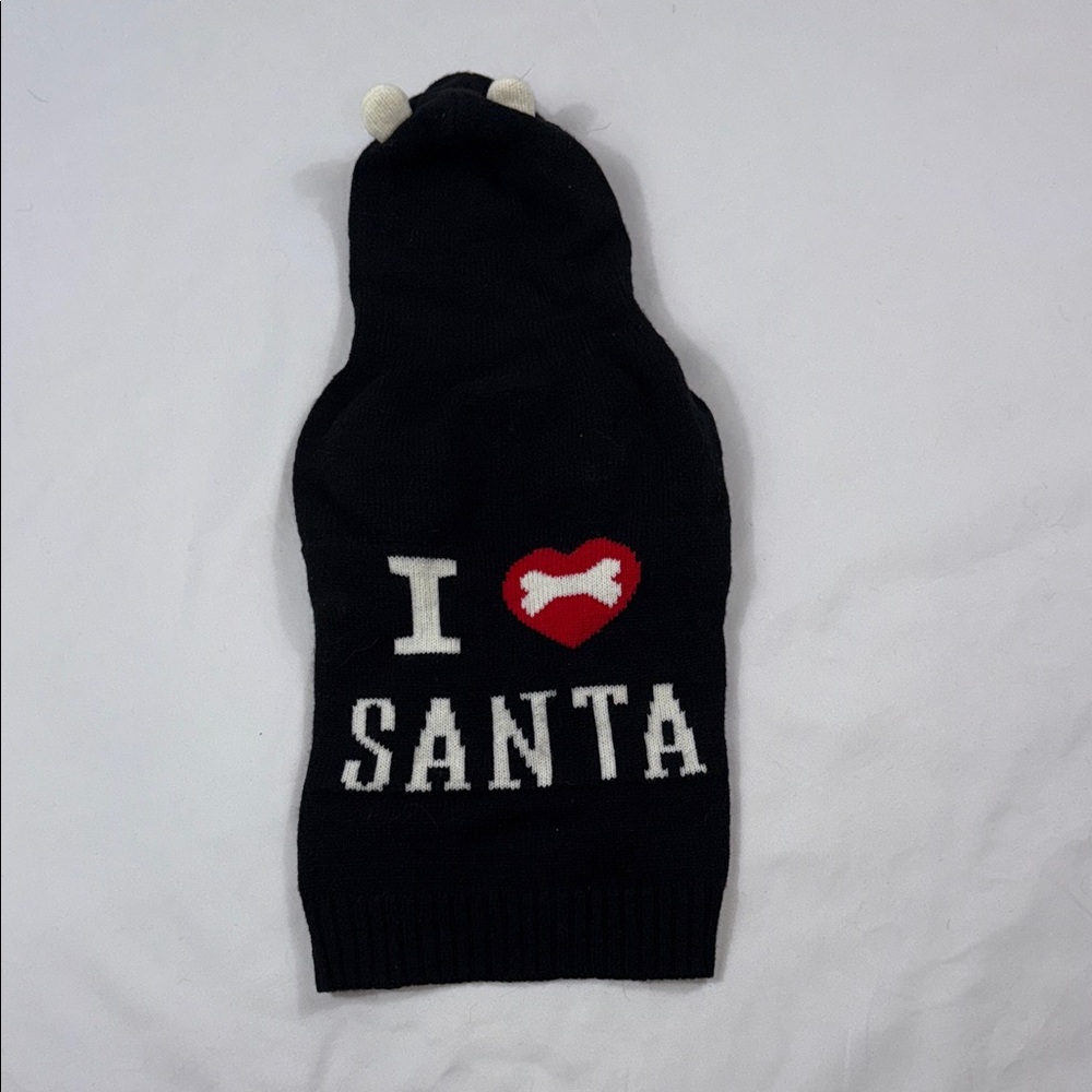 Black 'I Love Santa' Dog Sweater